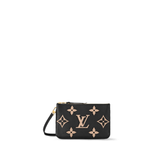 Pochette Double Zip Cuir Monogram Empreinte Bicolore Portefeuilles et petite maroquinerie de luxe Femme M80787